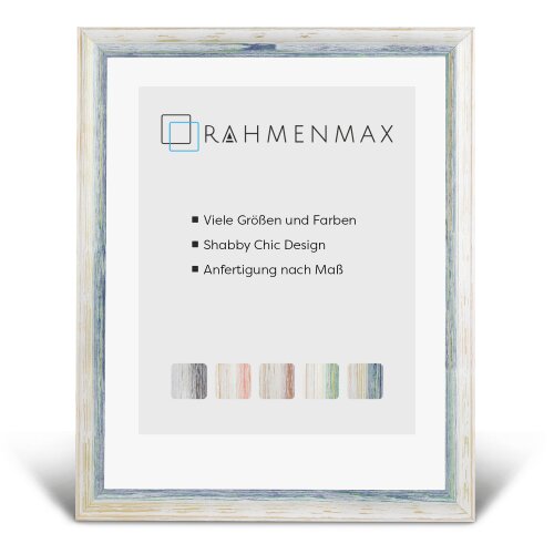 Massivholz-Bilderrahmen ATTIKA Blau-Beige 20x50 cm mit 1mm Acrylglas Antireflex