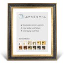 Massivholz-Bilderrahmen GLARUS Schwarz-Gold 35x50 cm mit 1mm Acrylglas klar