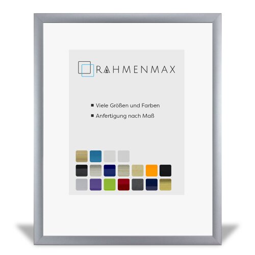 Massivholz-Bilderrahmen DAUPHINE Silber Matt 40 x 40 cm mit 1mm Acrylglas klar