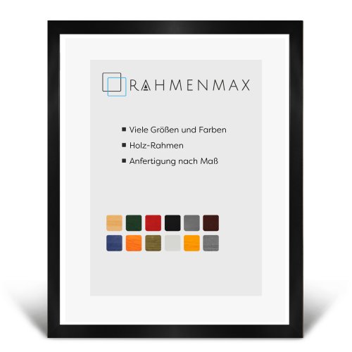 Massivholz-Bilderrahmen JERSEY Schwarz 50 x 50 cm mit 2mm Acrylglas Antireflex