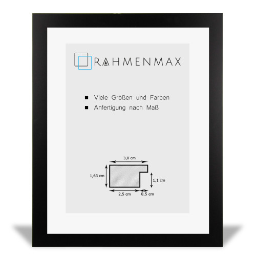 MDF-Bilderrahmen MORENA Schwarz Matt 42 x 59,4 cm (DIN A2) ohne Verglasung