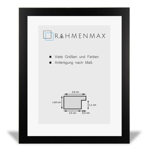 MDF-Bilderrahmen MORENA Schwarz Matt 42 x 59,4 cm (DIN A2) mit 1mm Acrylglas Antireflex