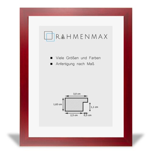 MDF-Bilderrahmen MORENA Weinrot gewischt 59,4 x 84 cm (DIN A1) ohne Verglasung